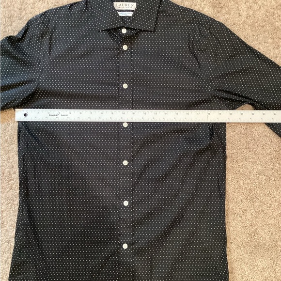 Ralph Lauren Men’s Button Down Black w/sm white dot like pattern Slim, Sz M, EUC - Picture 8 of 8